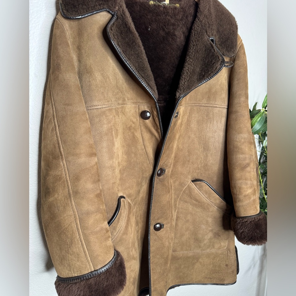 Vintage Real Sheepskin Shearling Jacket Brown Woman's 42/L Western Ranch Winter - Picture 2 of 8